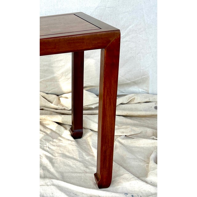 Henredon Late 20th Century An Henredon Asian Style Walnut Side Table With Checkerboard Veneered Top For Sale - Image 4 of 6