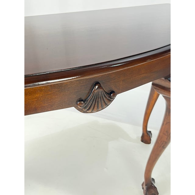 Late 20th Century Chippendale Style Carved Cherry Demilune Console Table For Sale - Image 6 of 16