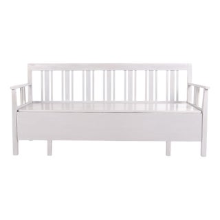 Swedish Bench in Grey Painted Pinewood, 1860s For Sale