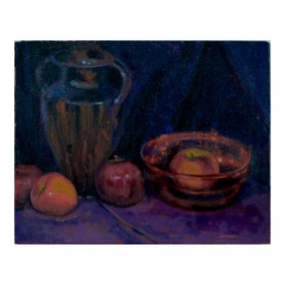 Still Life in Purple With Jug and Apples by Alvin R. Raffel 1928 For Sale