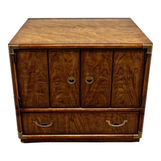 Mid Century Modern Accolade II Campaign Bar Cabinet by Drexel Heritage For Sale