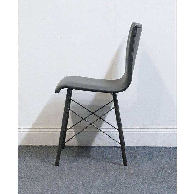 Four Hands Furniture Irondale Diaw Collection Industrial Modern Style Faux Black Leather Dining Side Chair W. Waxed Iron Legs For Sale In Kansas City - Image 6 of 8