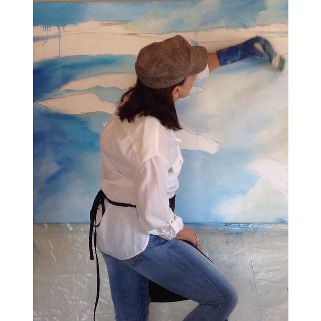 Ocean Modern Blue Painting on Canvas Titled “Island View 1” by Michele Zuzalek For Sale - Image 4 of 5