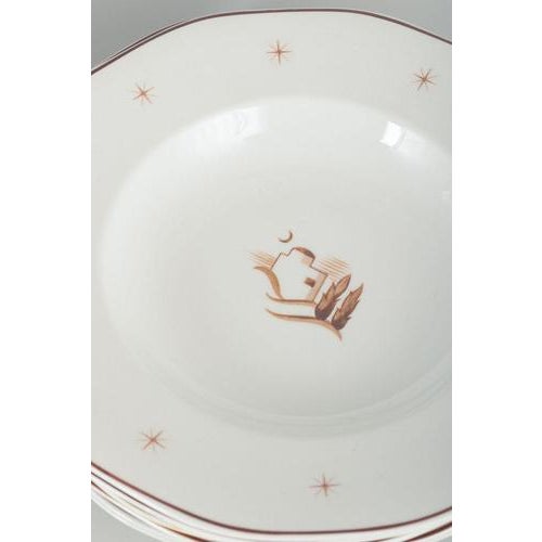 Arabia, Finland 7 soup plates, model Orient. Art Deco-inspired soup plates in white porcelain with decoration in brown and...