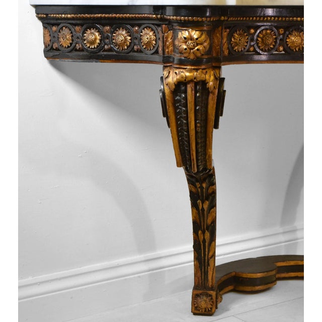 Stone Antique Italian Console Table with Gilt & Ebonised Marble Top For Sale - Image 7 of 14