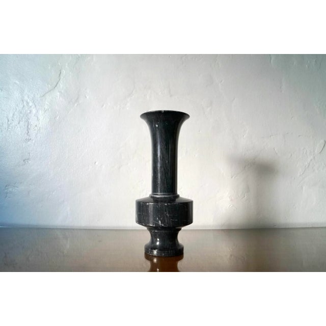 Mid-Century Modern Vintage Italian Dark Gray Marble Vase For Sale - Image 3 of 12