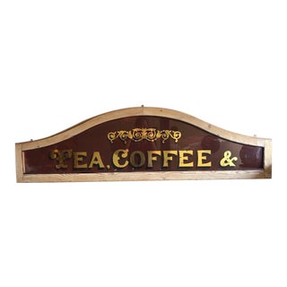Reverse Painted and Mirrored Tea and Coffee Store Sign For Sale