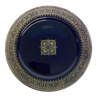 1889 -1892 Utzschneider & Co Sarreguemines France French Faience Cobalt & Gold Dessert Plate For Sale