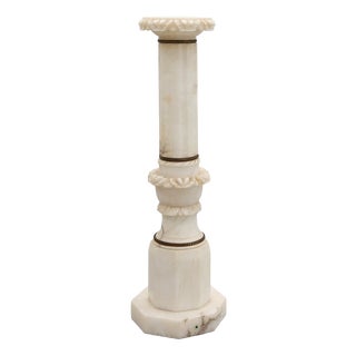 Carved White Marble Pedestal Column with Rosette Capitals, Italy, 1890s For Sale