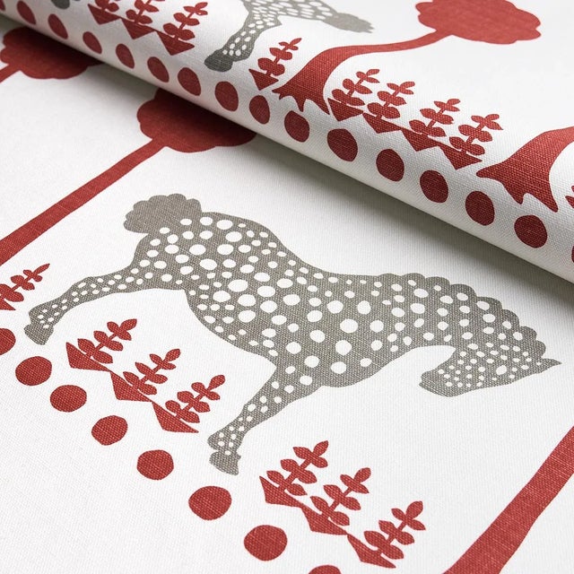 Schumacher Sample - Schumacher Polka Dot Pony Fabric in Red For Sale - Image 4 of 5