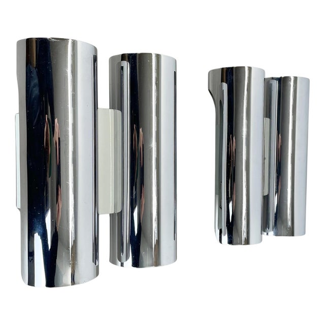 Modern German Space Age Chromed Wall Lights, 1970s, Set of 2 For Sale