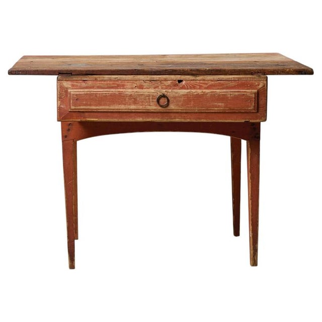 Antique Swedish Folk Art Side Table with Drawer, Late 1700s For Sale - Image 9 of 9