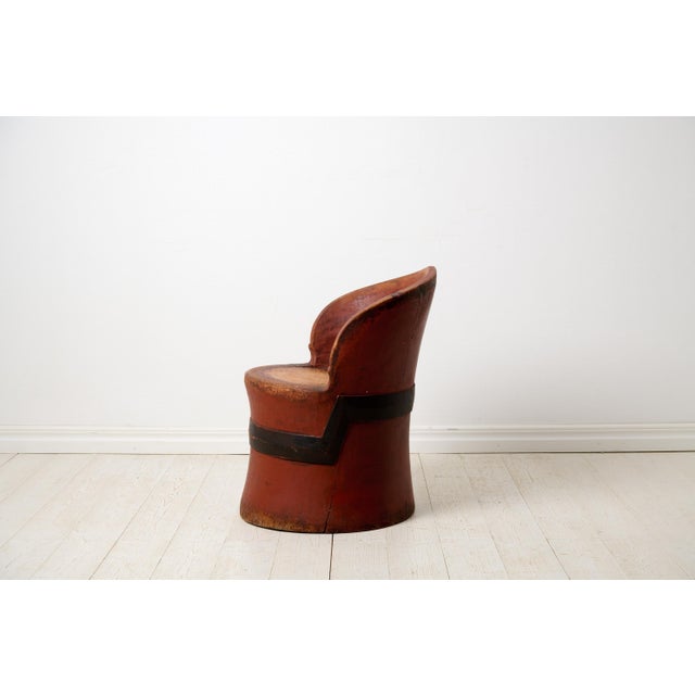 Antique Swedish Stump Chair in Red Paint For Sale - Image 3 of 8