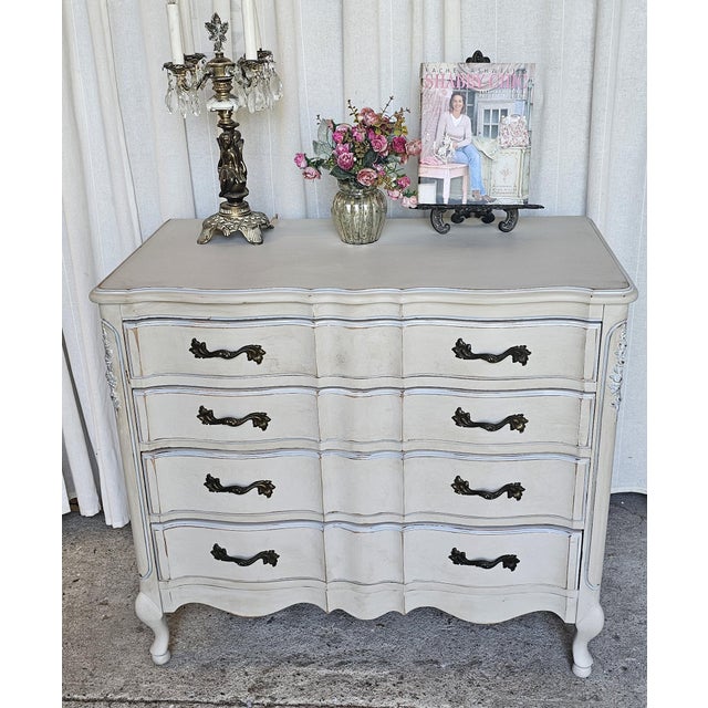 Beautiful Small Chest of Drawers. French Provencial. This beautiful Mahogany chest was refinished on Tanglewood/ creamy...