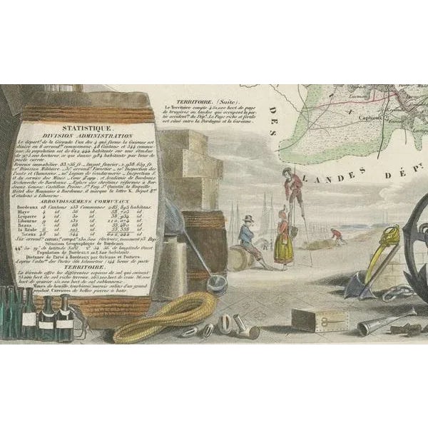 Map of Gironde and Bordeaux Wine by Levasseur, 1852 For Sale - Image 3 of 8