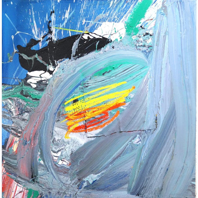 Large Textural Expressive Original Artwork ''Untitled Wave'' Contemporary Abstract Mixed-Media Painting by Olympio For Sale