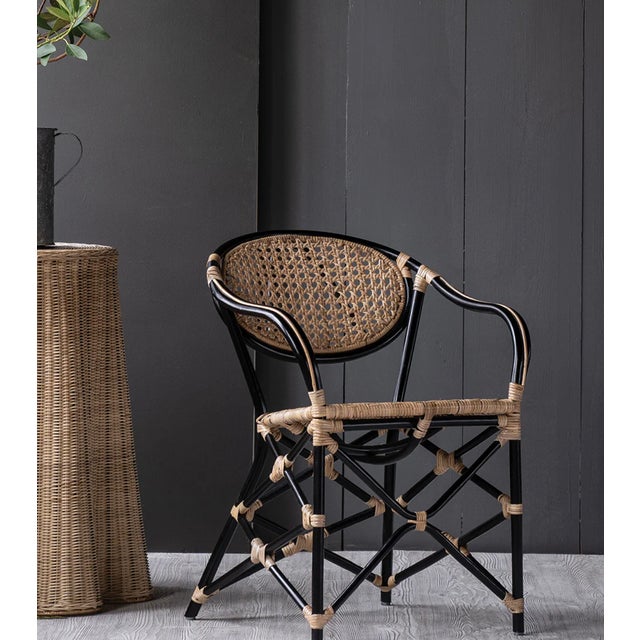 New special order item. Not vintage. Crafted from black-toned bamboo framing and beige-colored rattan weave, the Quay...