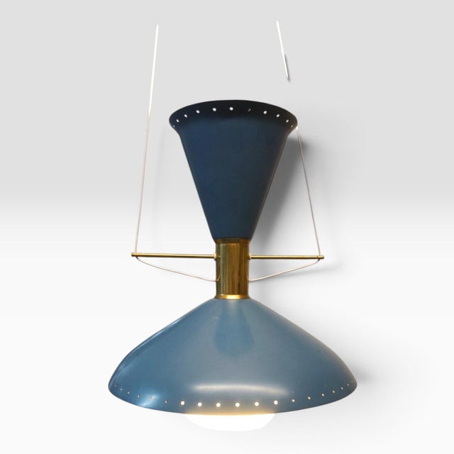 Blue Diabolo Pendant Lamp from BAG Turgi, 1950s For Sale - Image 10 of 10