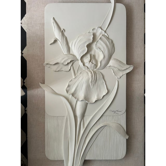 White Iris Relief Signed Limited Edition, Large 36 Inch, Botanical Wall Art For Sale - Image 13 of 14