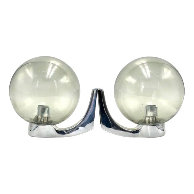 Chrome-Plated Brass Bathroom Sconces, 1970s, Set of 2 For Sale