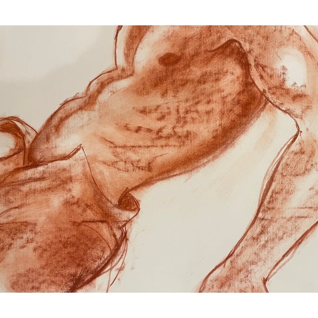 Conte male figure drawing on heavy paper from the estate of Northwest School artist Neil Meitzler (1930 - 2009). Signed...