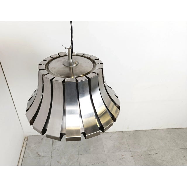 Metal Mid-Century Steel Suspension Lamp by E. Martinelli for Martinelli Luce, 1960 For Sale - Image 7 of 10