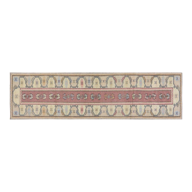 Vintage Turkish Anatolian Hand Knotted Wool Rug, 2'4"x9'2" For Sale