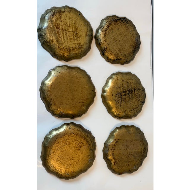 Florentine Vintage Italian Gilt Wood Coasters - Set of 6 For Sale - Image 4 of 4