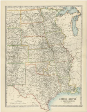 Map of United States Central Sheet 1903 Railroads, States, and Topography