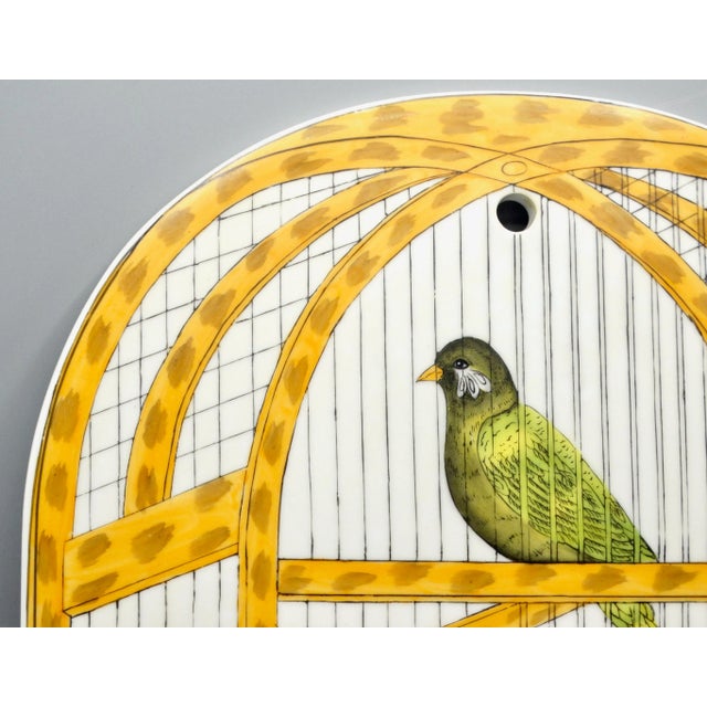 Trompe l'Oeil Delft Polychrome Tile Hanging Birdcage Wall Plaque For Sale - Image 6 of 11