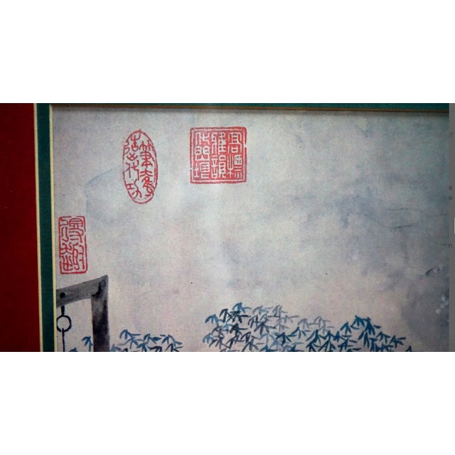 Green Mid 20th Century Chinese Figurative Garden Scene Watercolor Paintings, Framed - a Pair For Sale - Image 8 of 13