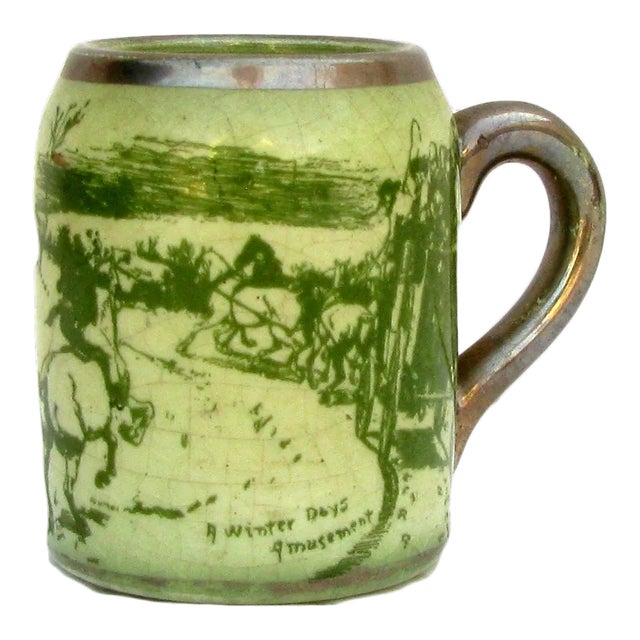 19thC. Match Striker Petite Transferware Mug For Sale
