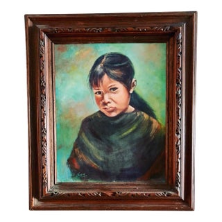 Native American Indian Woman Original Oil Painting - Louise Oien For Sale