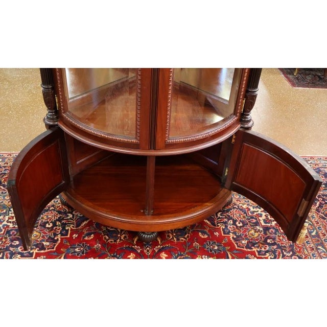 19th Century Victorian RJ Horner Carved Mahogany Beveled Glass Corner Cabinet For Sale In New York - Image 6 of 15
