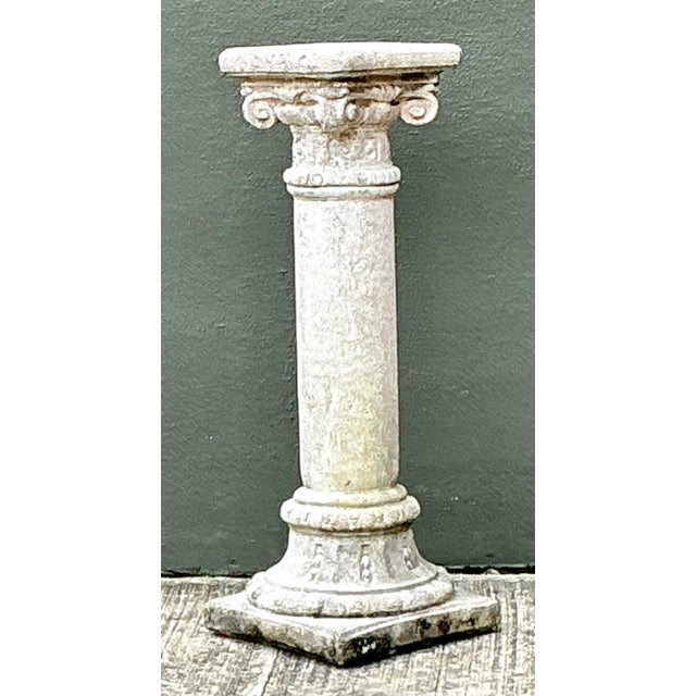 Vintage Cast Concrete Corinthian Column Pedestal For Sale - Image 4 of 12