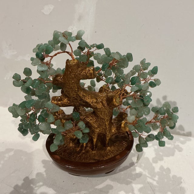 Kalifano Gemstone 8.25 Inch Bonsai Tree of Life Sculpture -Aventurine Green-New For Sale - Image 4 of 7