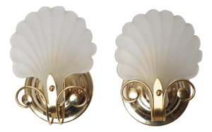 Shell Wall Lamps from Deknudt, Belgium, 1980s, Set of 2