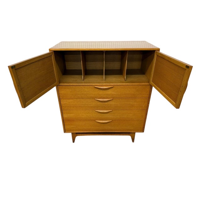 1960s Mid-Century Modern Lane Perception Blonde Oak High Chest For Sale - Image 5 of 9