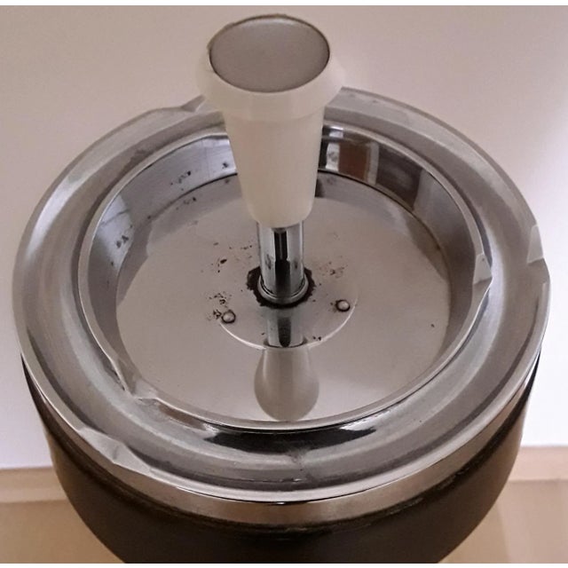 Floorstanding Ashtray in Black Metal & Chrome, 1970s For Sale - Image 4 of 5