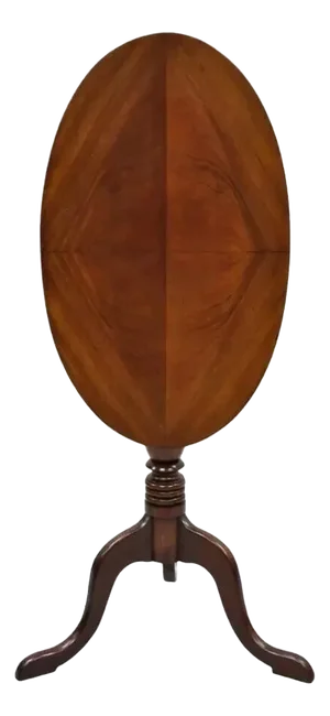 Antique Queen Anne Federal Style Mahogany Oval Tilt Top Side Tea Table
