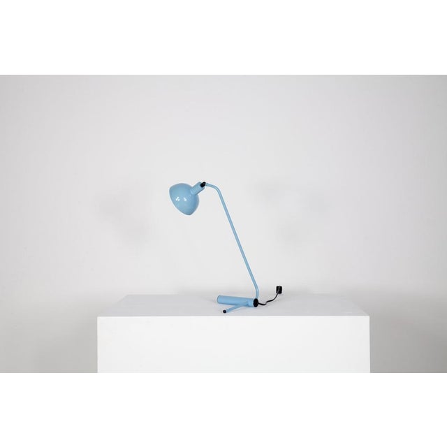 Light blue painted Italian table lamp - aluminum desk lamp. The umbrella can be turned into different positions. European...
