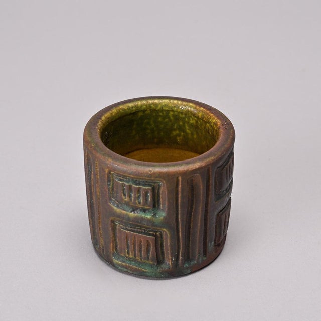 Mid-Century Modern Cylindrical Pot by Suzanne Douly-Ramié for Madoura, 1950 For Sale - Image 3 of 8
