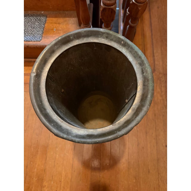Antique Brass Lion Head Umbrella Stand For Sale - Image 4 of 8