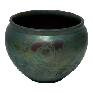Antique Weller Sicard Sicardo Art Nouveau Iridescent Floral Jardiniere C. 1902-1907 For Sale