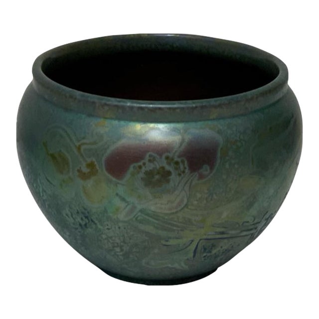Antique Weller Sicard Sicardo Art Nouveau Iridescent Floral Jardiniere C. 1902-1907 For Sale