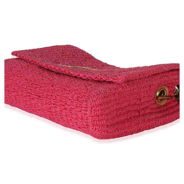 Textile Pink Raffia Medium Kate Chain Bag For Sale - Image 7 of 9