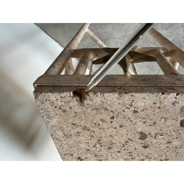 Metal Vintage Organic Modern Wrought Iron and Stone Top Pedestal / Plant Stand For Sale - Image 7 of 12