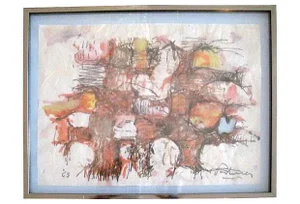 Ink & Watercolor on Rice Paper, Dated 1963