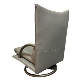 Mid-Century Grey Leather Torino Swivel Lounge Chair by Rolf Benz, Germany, 1980s For Sale