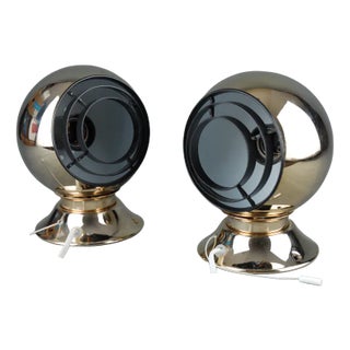 24 Carot Gold-Plated Magnetic Eyeball Wall Lamps from Abo Rangers, Denmark, Set of 2 For Sale
